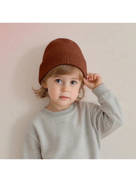 Children's Kids Girls Boys Thermal Lined Plain Hat Stretchy Beanie Hat 1 to 15 Yeas for Winter Autumn