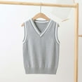 thumbnail image 1 of Children's Knitted V-Neck Sweater Vest College Style Solid Color Pullover Top for Boys and Girls Ages 3-15 Warm Winter Outerwear for Spring and Autumn Layering End-of-Season Clea-rance Discounts, 1 of 6