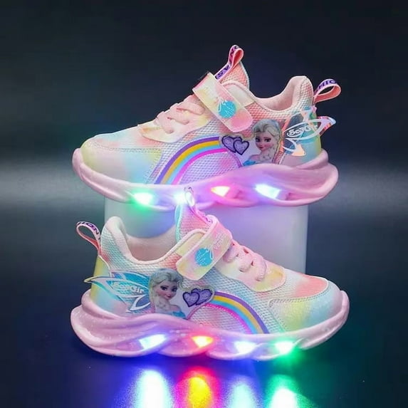 Children's LED Casual Shoes Girls Breathable Non-Slip Light-Up Sneakers Luminous Sneakers for Girls Sport Running Walking School Shoes
