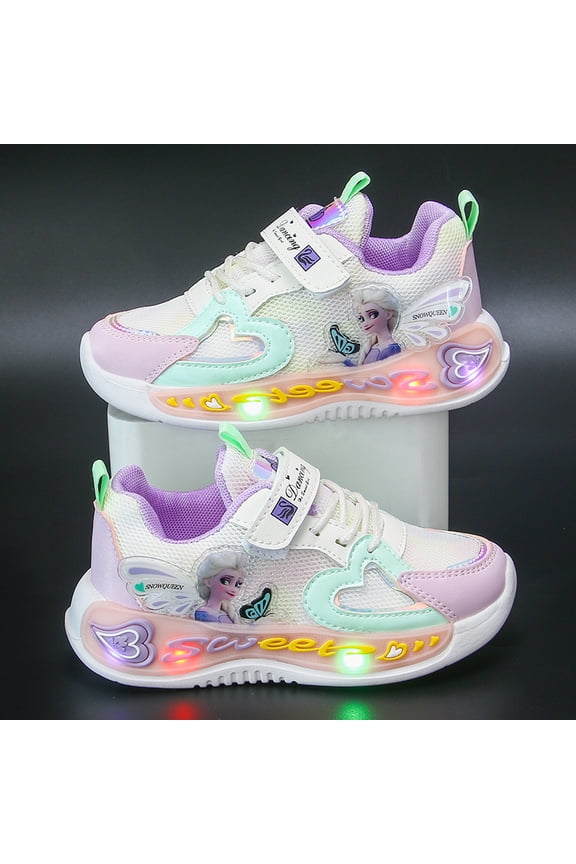 Children's LED Casual Shoes Girls Breathable Non-Slip Light-Up Sneakers Luminous Sneakers for Girls Sport Running Walking School Shoes