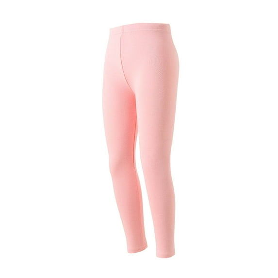 Children's Leggings Pant Solid Color Plus Velvet Thickened Trousers Elastic Waist Casual Sports Legging Pants Pink 10-11Years