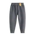 thumbnail image 1 of Children's Leggings Pants Winter Casual Solid Color Velvet Warm Soft Pants Elastic Waist Comfortable Sports Leggings Long Pants Black 5-6Years, 1 of 5