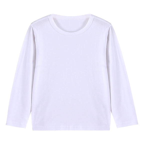 Children's Long Sleeve T-Shirt Unisex Solid Color Round Neck Base Layer Tee Soft Breathable Polyester Spandex Blend Kids Top Casual Wear for Toddlers Boys Girls