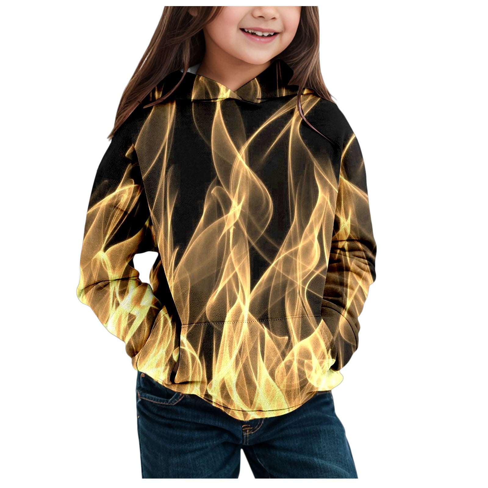 Children's Long Sleeved Fashion Print Hoodie Top Hoodie over Girls Kids