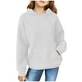 thumbnail image 1 of Children's Loose Sweatshirt Casual Long Sleeved Sports Hoodie Solid Color Comfortable Hooded Daily Top White 100, 1 of 7