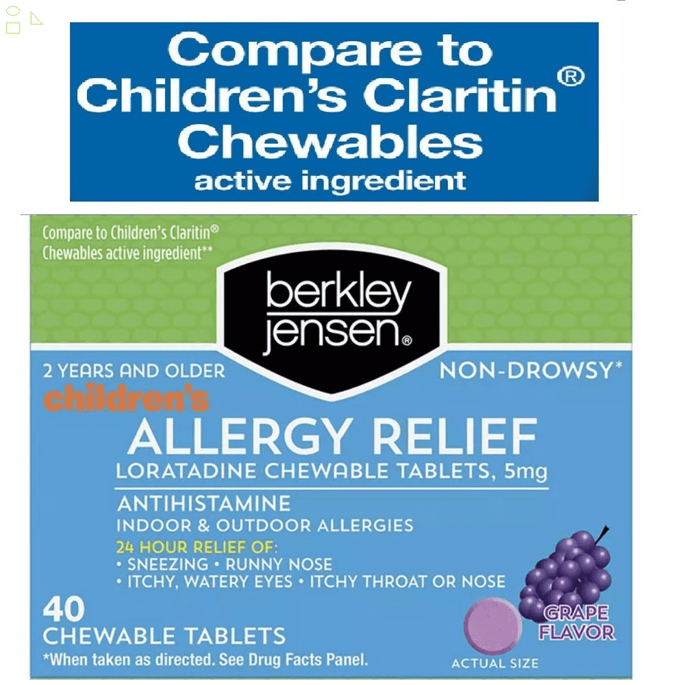 Children's Loratadine 24 Hour Allergy Relief Chewable Tablets, Grape