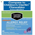 Children's Loratadine 24 Hour Allergy Relief Chewable Tablets, Grape Flavor, 5mg, 40 Count