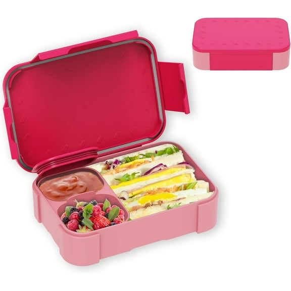 Children's Lunch Box with Compartments, 900 ml Leak-Proof Bento Box, Children's Lunch Box, Leak-proof Compartments, Lunch Box for Girls and Boys, Microwave/Dishwasher Safe