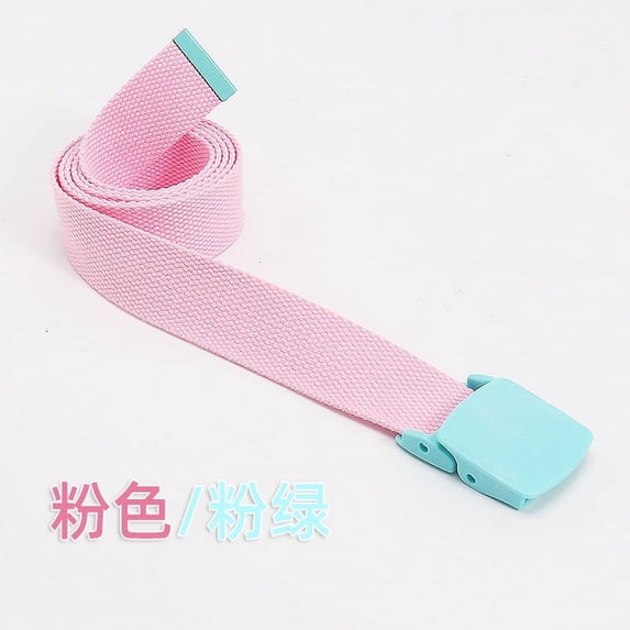 Children's Macaron Colour Blocking Canvas Belt Unisex Jeans Accessories Simple Versatile Colourful Belt Plastic Buckle