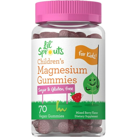 Children's Magnesium Gummies | 70 Count | Mixed Berry Flavor | Sugar Free | by Lil' Sprouts