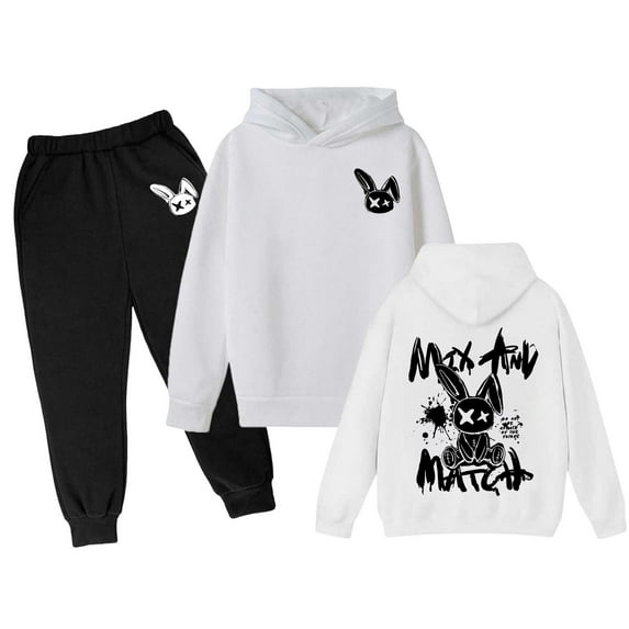 Children's Medium And Large Children's Long Sleeve Cartoon Rabbit Print ...