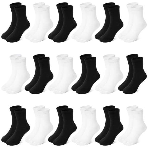 Kid's Mid-Calf Socks,18 Pairs of Boys and Girls Comfortable Breathable Elastic Socks for School 1-14 Years Old Kids