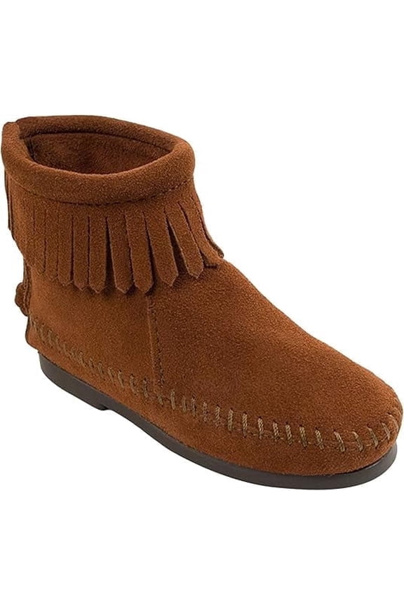 Children's Back Zipper Boot, Brown 1 Big Kid