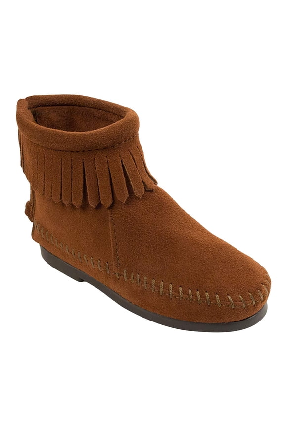 Children's Back Zipper Boot, Brown 13 Little Kid