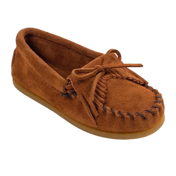 Minnetonka Children's Kilty Hardsole Moccasin, Brown 1 Big Kid