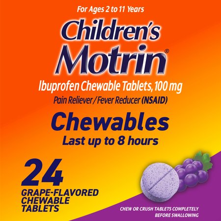 Children's Motrin Ibuprofen Chewable Tablets, Grape, 24 Count
