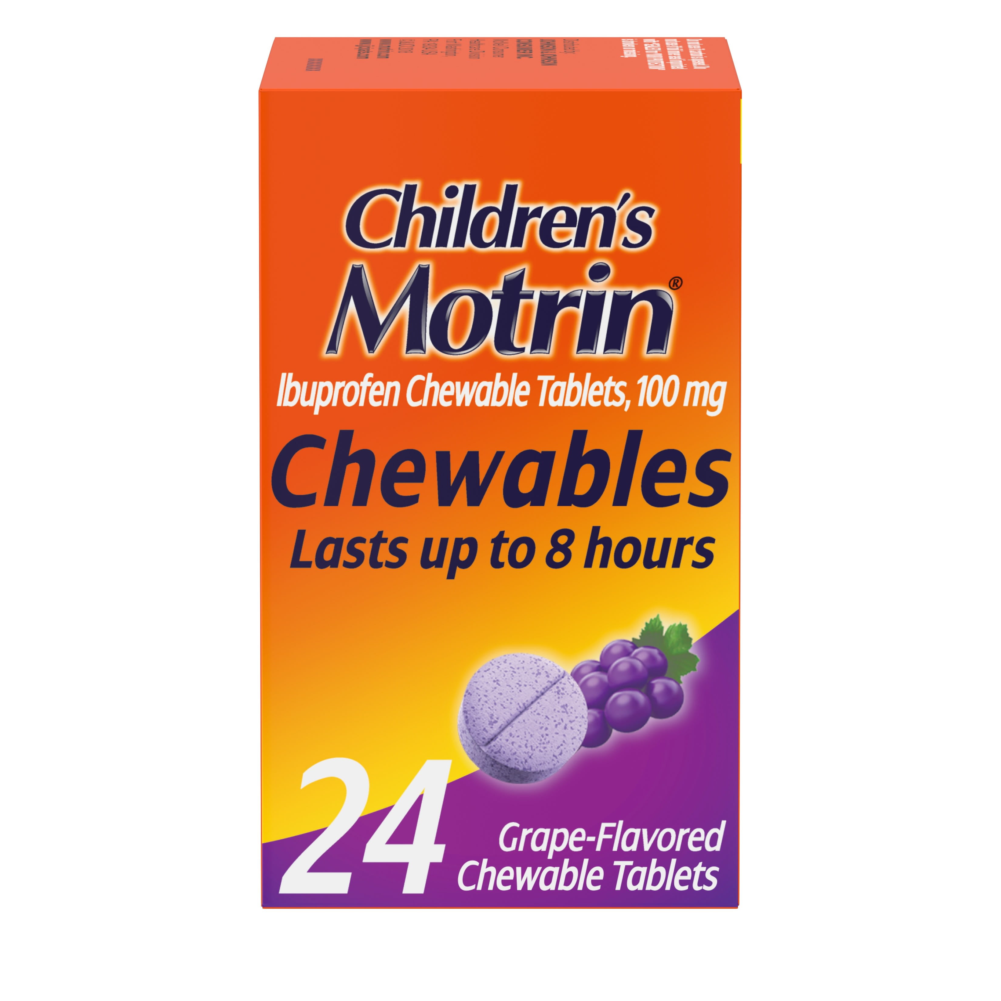 Kid's Motrin Ibuprofen, Chewable Pain & Fever Relief Tablets, Grape