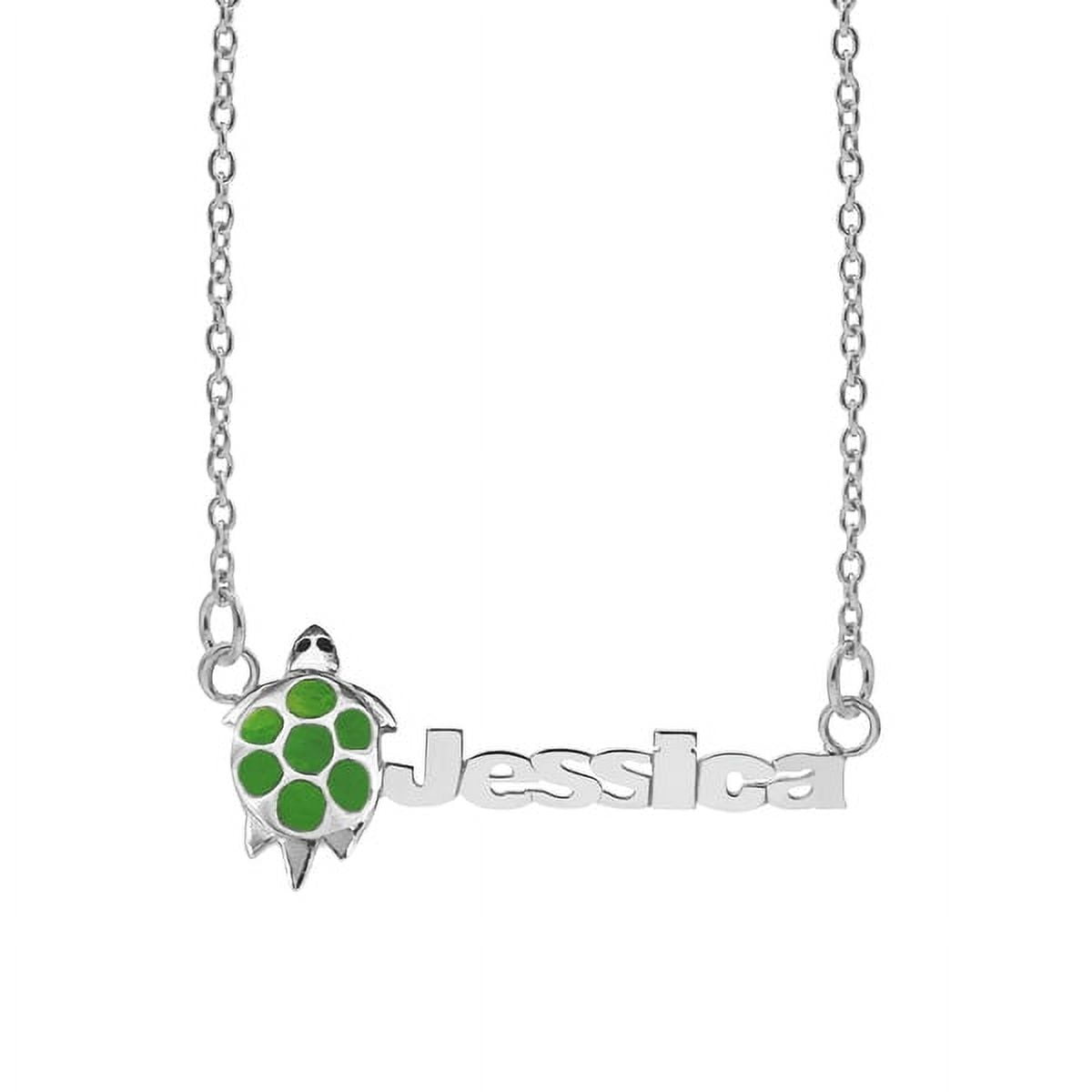Children's Name Necklace with Turtle Motif