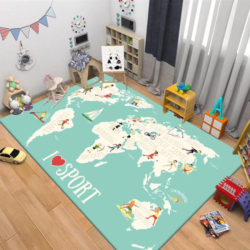 Children's Navigation Map Pattern Carpet Baby Game Crawling Rugs for ...