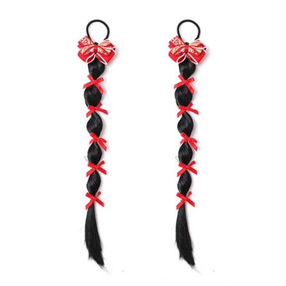 Children's New Year Red Swt Cool Wig Braid Headdr K8P8