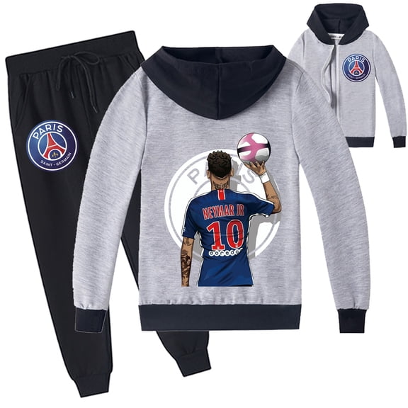 Children's Neymar Zipper Hooded Jacket Sweatshirt Sets Boys Girls Sweatpants Sweatsuit Outfits Clothings
