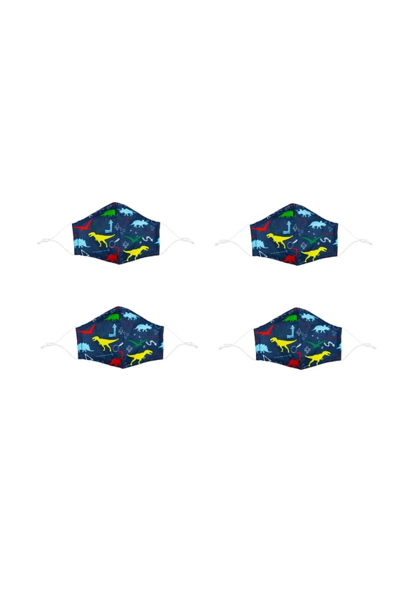 Children's Non-Medical Cotton Face Mask, Dinosaurs, Set of 4