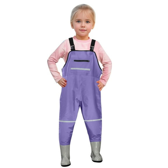 Children's One-piece Jumpsuit - Kids Boys Girls Chest Waders Youth Fishing Waders with Pocket for Toddler Children Water Proof & Fishing Waders with Boots