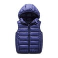 thumbnail image 1 of Children's Outerwear Vests Winter Sleeveless Hooded Zipper Warm Jackets Kids Boys Girls Casual Thickened Vest Navy 13 Years, 1 of 7