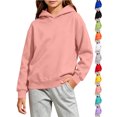 thumbnail image 1 of Children's Oversized Hoodies Pullover Long Sleeve Hoodie Girls And Boys Solid Color Hooded Sweatshirt Casual Basic Tops, 1 of 9
