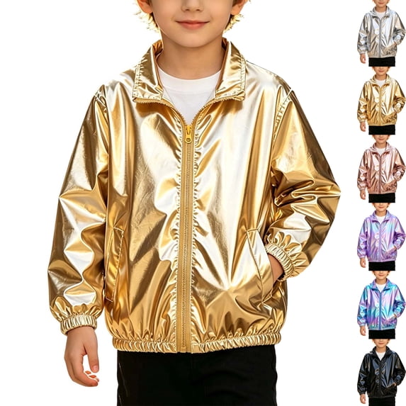 Children's Padded Jacket Dqueduo Boys And Girls Spring Fall Fashion Solid Color Zip Up Lapel Jacket Coat Yellow 12-13 Years