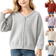 thumbnail image 1 of Children's Padded Jacket Dqueduo Girls' V-Neck Long Sleeve Button Down Knit Cardigan Sweater Jacket, 1 of 10