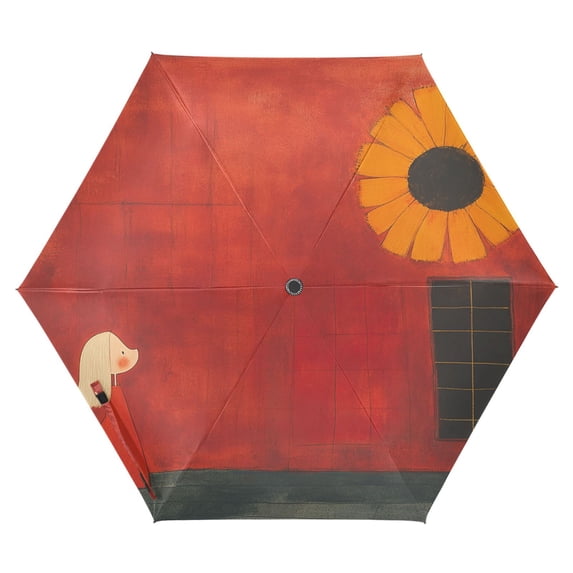 Children's Painting Folding Umbrella UV50+ Waterproof Sun Protection Auto Open Close Compact Fiberglass Frame