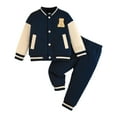 thumbnail image 1 of Children's Pajamas Warm Solid Color Set Boys And Girls Children's Home Wear Soft Fuzzy Homewear With Fleece Sweatpants Fall Winter Outfit 2PC Long Sleeve Pajamas Set 3 6 9 12 18 24 Months 2T 3T, 1 of 7