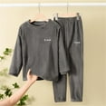 thumbnail image 1 of Children's Pajamas Warm Solid Color Set Boys and Girls Children's Home Wear Soft Fuzzy Homewear with Sweatpants Size 5-6 Years, 1 of 2