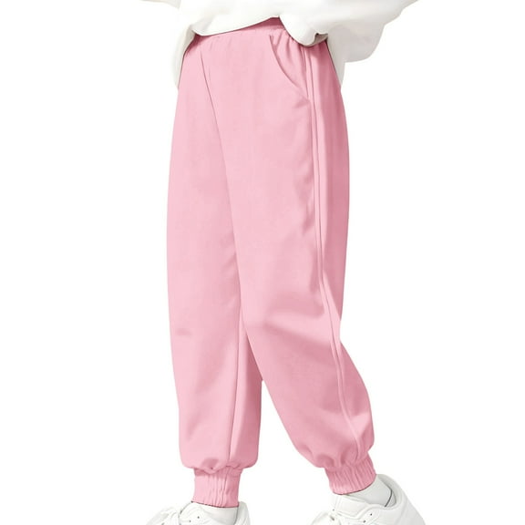 Children's Pant - Boys Winter Thermal Jogger Pants with Elastic Waistband and Ankle for Outdoor Activities Soft Comfort Fit Sportswear,Color:Pink,Size:6-7 Years