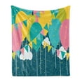 thumbnail image 1 of Children's Party Soft Flannel Fleece Throw Blanket, Pattern of Balloons Bunting Party Flags, Cozy Plush for Indoor and Outdoor Use, 50" x 70", Multicolor, by Ambesonne, 1 of 5