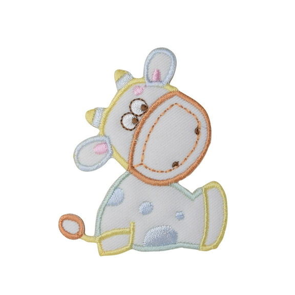Children's Pastel Cow - Puffy - Iron On Embroidered Applique Patch