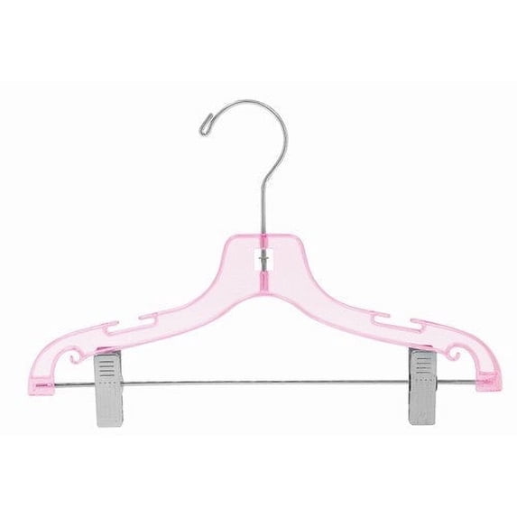 Children's Pink Plastic Suit Hanger w/Clips - 12"