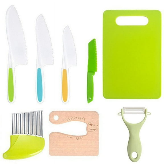 Children's Plastic Knife Cake Knife Kindergarten Early Education Plastic Fruit Knife Cutting Vegetables Without Hurting Hands Children's Knife Set 8 piece set