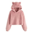 thumbnail image 1 of Children's Plush Double Sided Velvet Bear Ears Hooded Sweatshirt Long Sleeve Pullover Top Fleece Shirt for Boys Girls Children Hooded Sweatshirt, 1 of 5