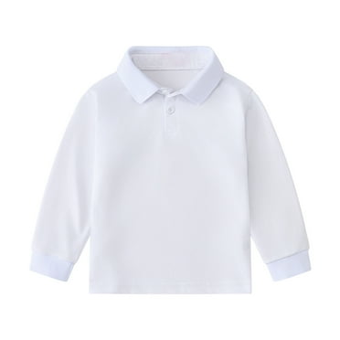 Children's Polo Shirt Long Sleeve Shirt Collared Shirt Undershirt Rugby Button Down Shirt for Toddler Boys 1-2 Years