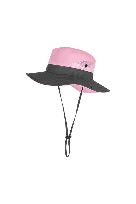 Children's Ponytail Sun Hat Wide Brim Bucket Hat for Kids UV Protection Foldable Summer Beach Fishing Safari Cap with Adjustable Chin Strap Breathable Mesh Outdoor Activewear Accessory