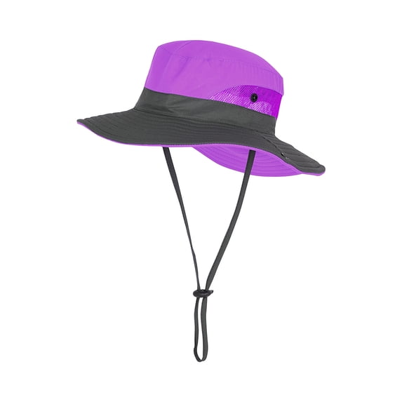 Children's Ponytail Sun Hat Wide Brim Bucket Hat for Kids UV Protection Foldable Summer Beach Fishing Safari Cap with Adjustable Chin Strap Breathable Mesh Outdoor Activewear Accessory