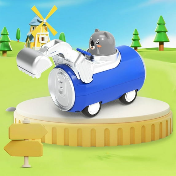 Children's Press Engineering Toy Car, Pet Beverage Can Small Toy, Interactive Dynamic Sliding Movement, Multi-Joint Construction Vehicle, Early Learning for Kids, Safe Plastic Material