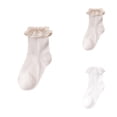 thumbnail image 1 of Children's Princess Lace Socks, Soft Breathable Seamless Cotton Half High Tube Pile Socks with Eyelet Ruffle, Girls Frilly High Ankle Socks for Newborn 0-6/6-12/12-24 Months, 1 of 4