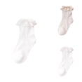 thumbnail image 1 of Children's Princess Lace Socks, Soft Breathable Seamless Cotton Half High Tube Pile Socks with Eyelet Ruffle, Girls Frilly High Ankle Socks for Newborn 0-6/6-12/12-24 Months, 1 of 5