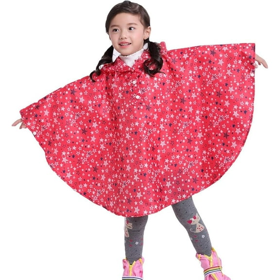 Children's Rain Cape Raincoat Rain Poncho Rain Jacket with Hood Waterproof Rain Cape for Boys and Girls 1-12 Years Old
