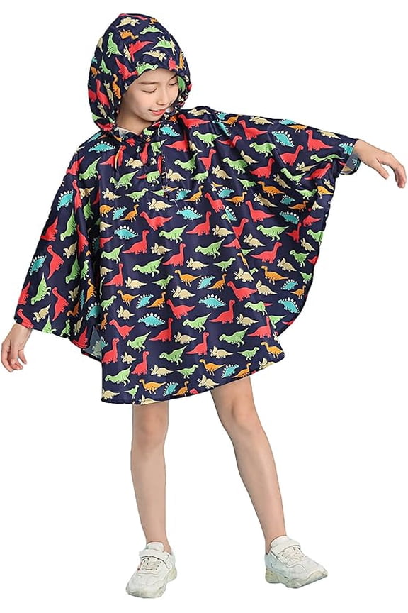 Children's Rain Cape Raincoat Rain Poncho Rain Jacket with Hood Waterproof Rain Cape for Boys and Girls 1-12 Years Old