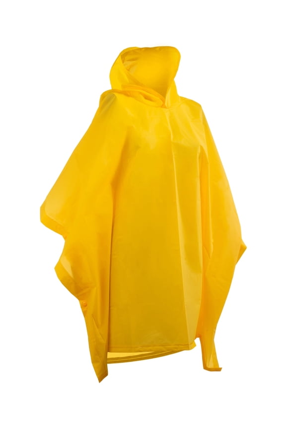 Children's Rain Lightweight Reusable Packable Yellow EVA Hooded Poncho with Sidesnap - Easy On/Off, Portable Rain Protection