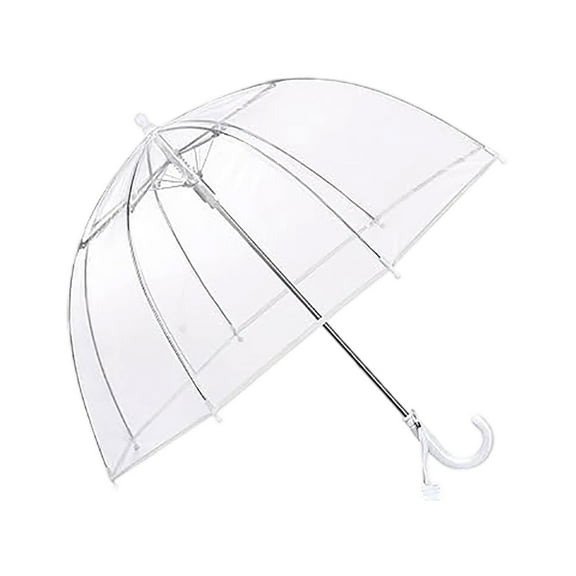 Children's Rain Transparent Long Handle Umbrella Outdoor Use Lightweight Durable 8 Bone Design Maximum Coverage